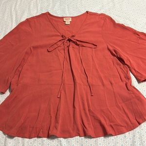 Mossimo Supply Co NWOT Red/Orange Quarter Sleeve Shirt